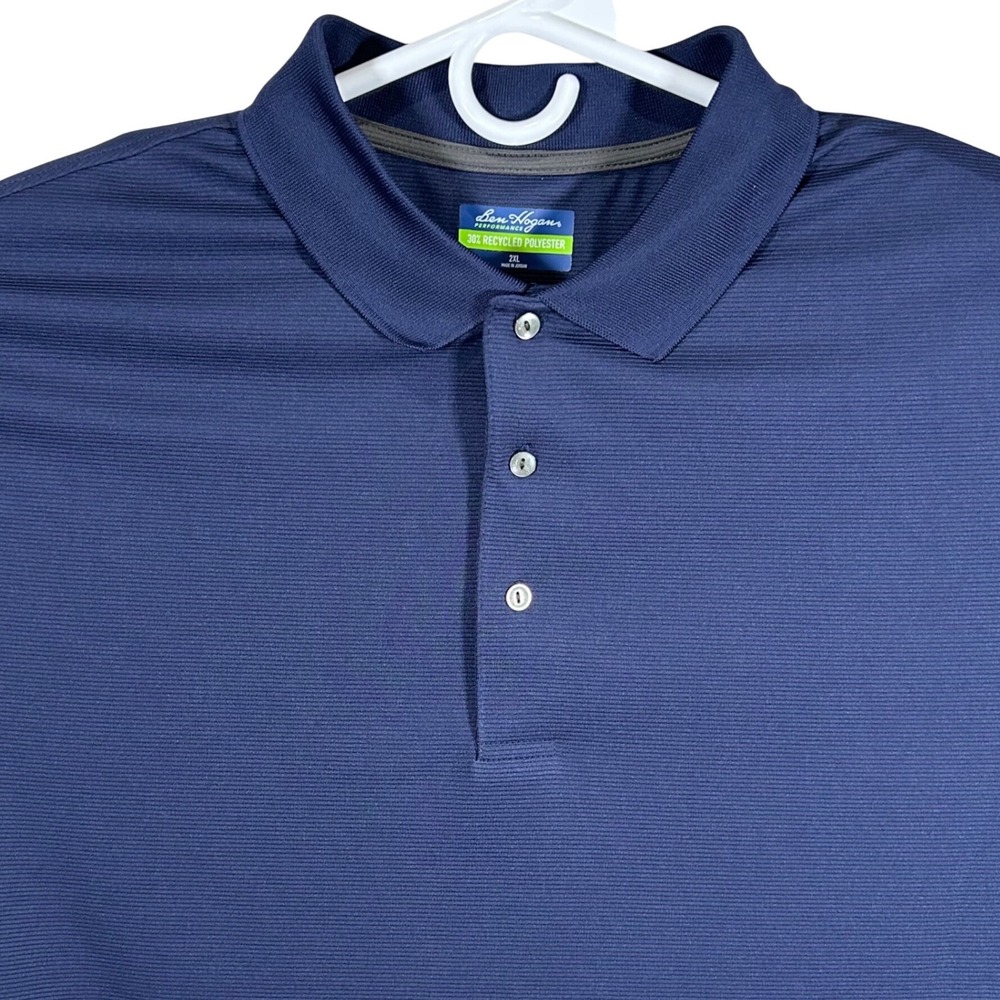 Ben Hogan Performance Mens 2XL Navy Blue Micro Stripe Golf Polo Shirt